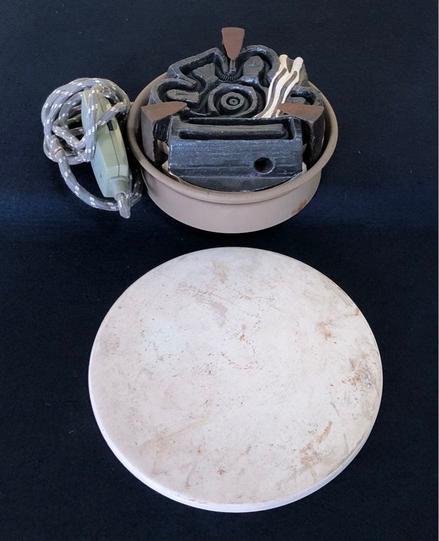 《R》茶道具 野々田式 炭型電熱器 底瓦付 炭型ヒーター 1f