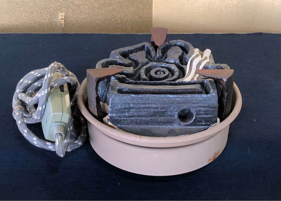 《R》茶道具 野々田式 炭型電熱器 底瓦付 炭型ヒーター 1f