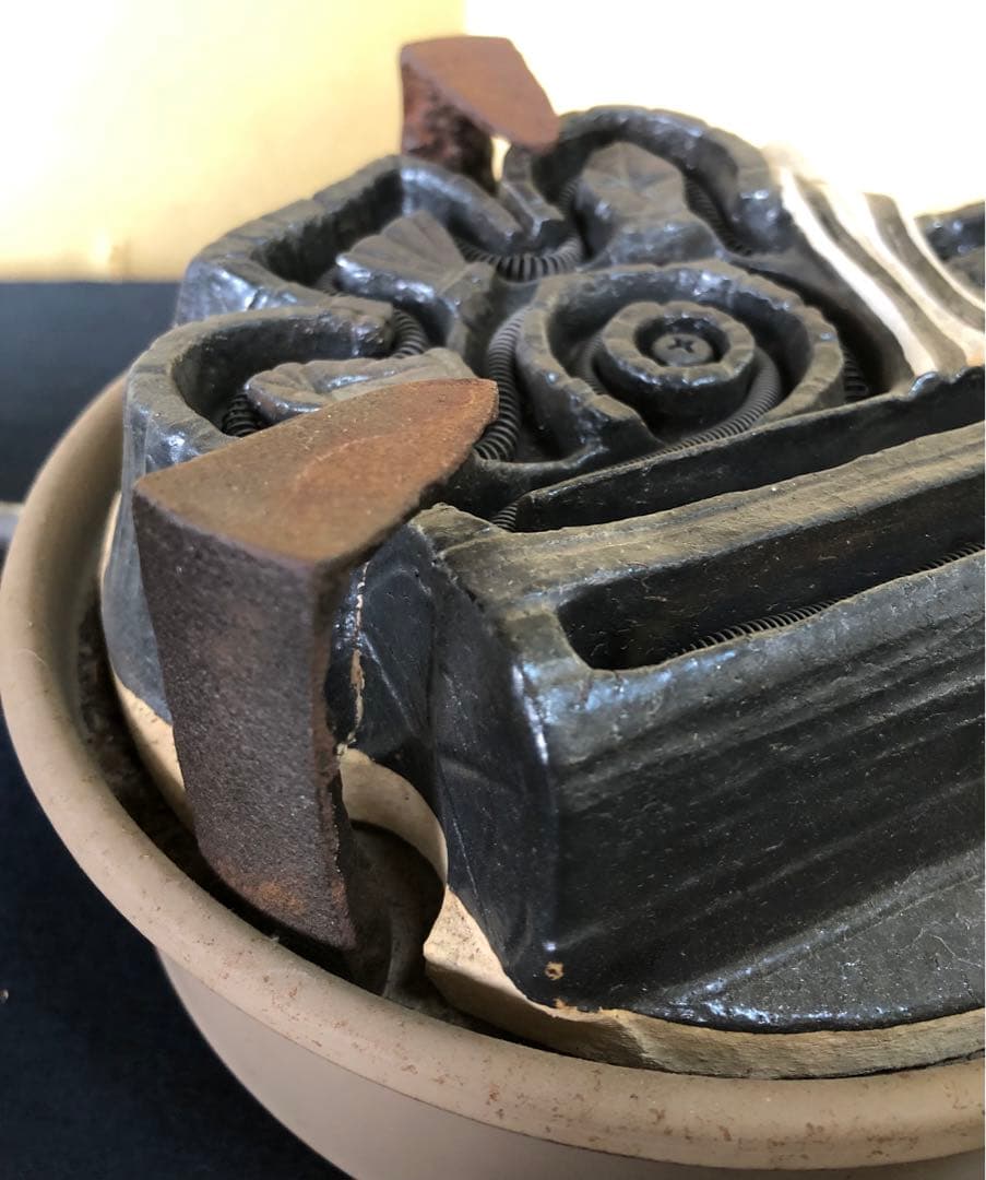 《R》茶道具 野々田式 炭型電熱器 底瓦付 炭型ヒーター 1f