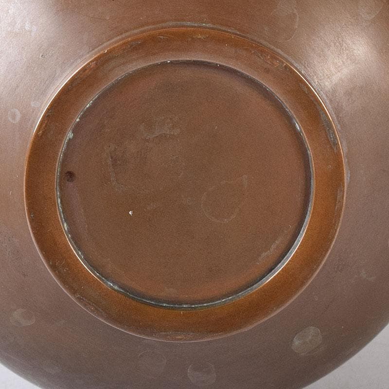 釜師　高木治良兵衛造　唐銅　柄杓立　鶴首花入　共箱　V　7587