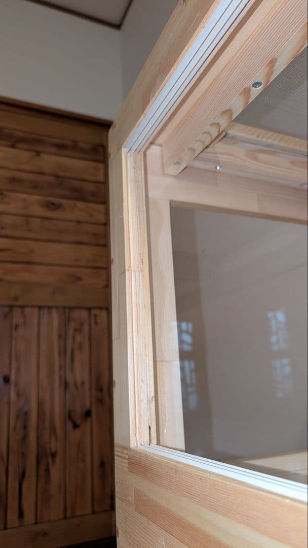 赤松集成材18ミリ幅90縦45奥行45全面アクリル板仕様木材オイル仕上げ！