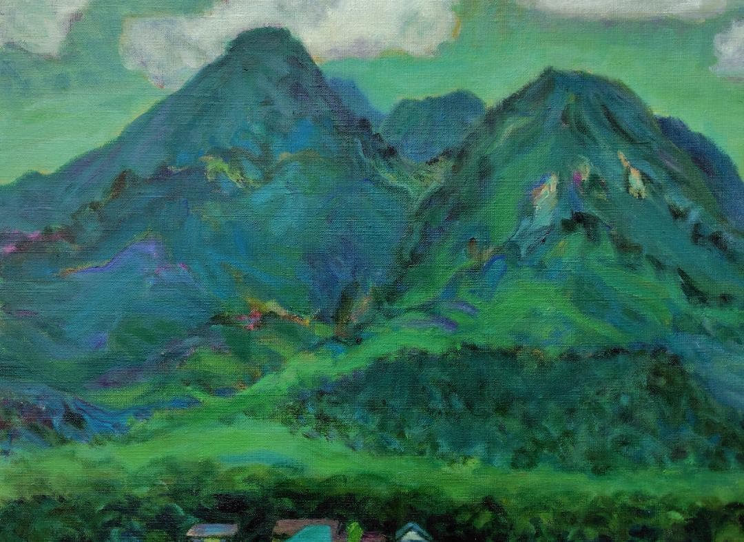 「行く夏」P15 1993 油彩画 風景画 油絵 アート 絵画 尾瀬 燧ヶ岳