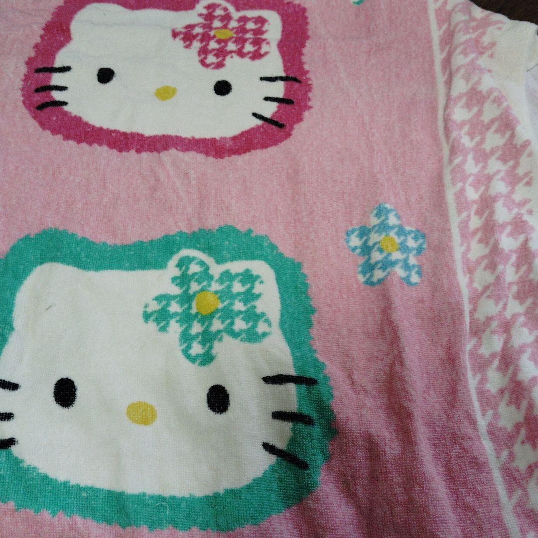 希少　キティちゃん　ハローキティ タオルケット　カオハナハナ　千鳥格子　当時物