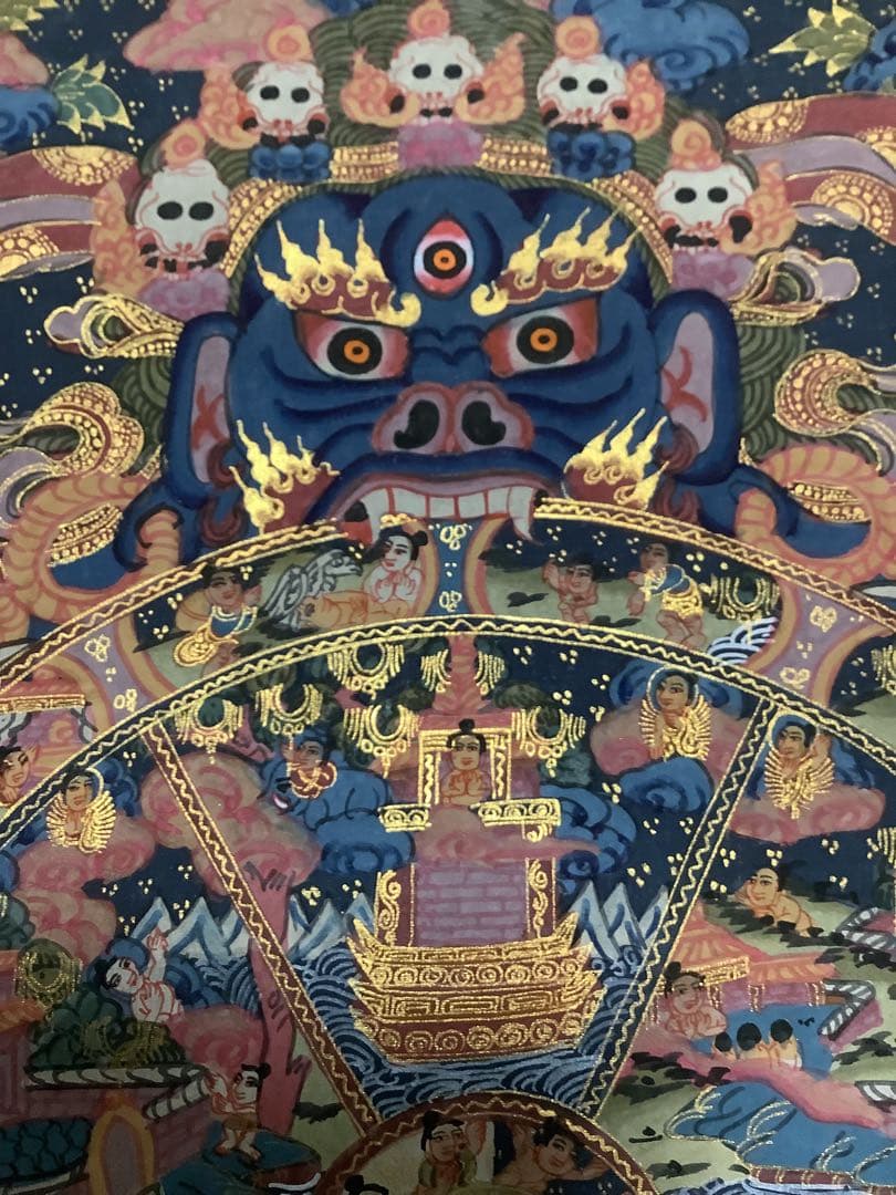 《 チベット密教　新品　1点物 》 手描き　曼荼羅　仏陀　六道輪廻　仏教　c7