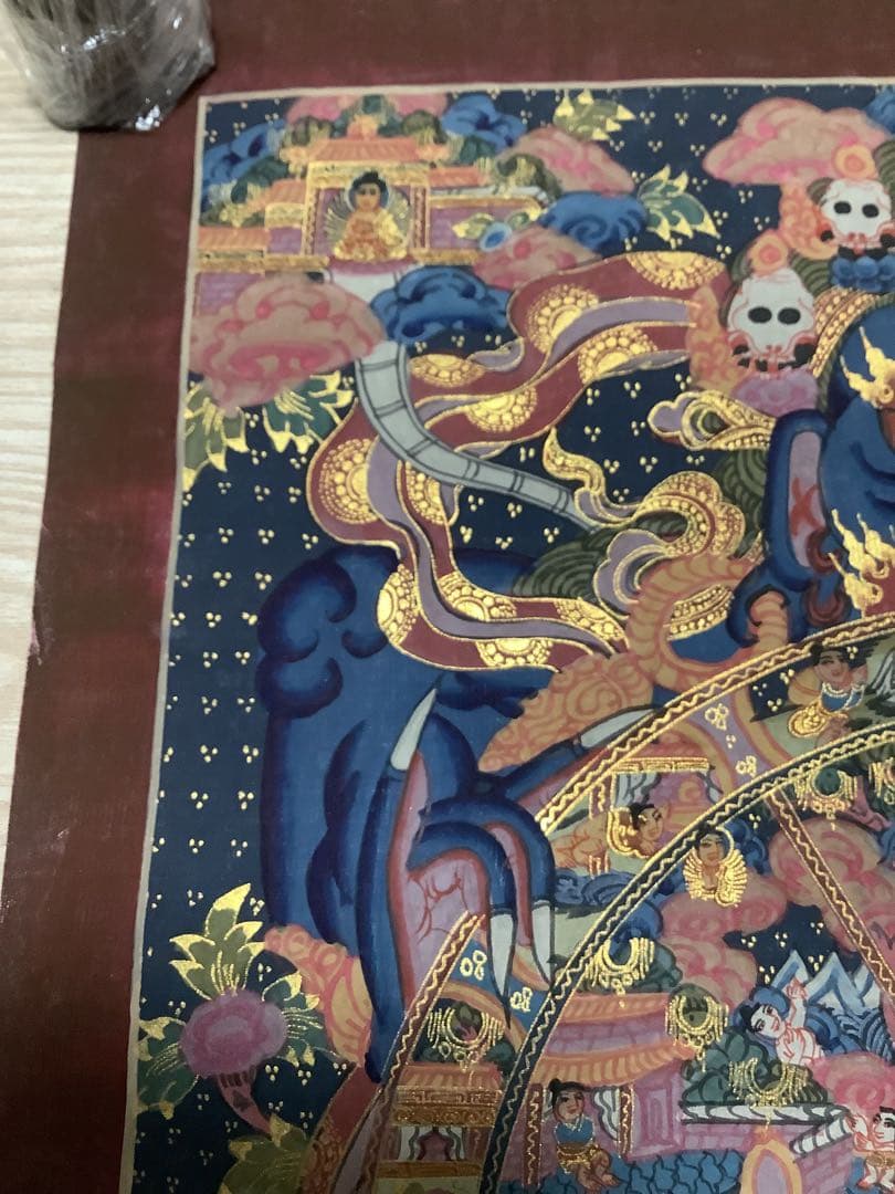《 チベット密教　新品　1点物 》 手描き　曼荼羅　仏陀　六道輪廻　仏教　c7