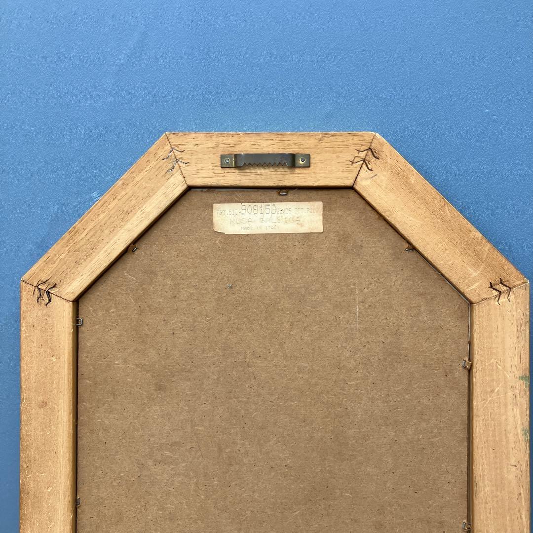 【イタリア製】ボタニカルアート 八角形 額縁 額装 薔薇 ロサ・ガリカ 花 絵画