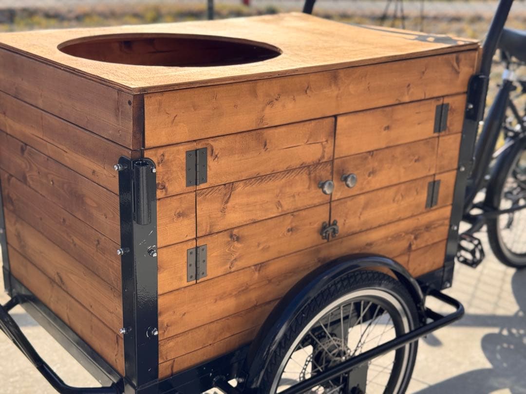 カーゴバイク 三輪自転車 フロントカーゴ 木箱付き【★直接引渡しのみ】