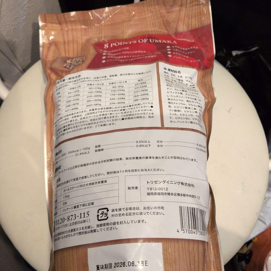 Premium Dogfood うまか UMKA 1.5kg×３袋