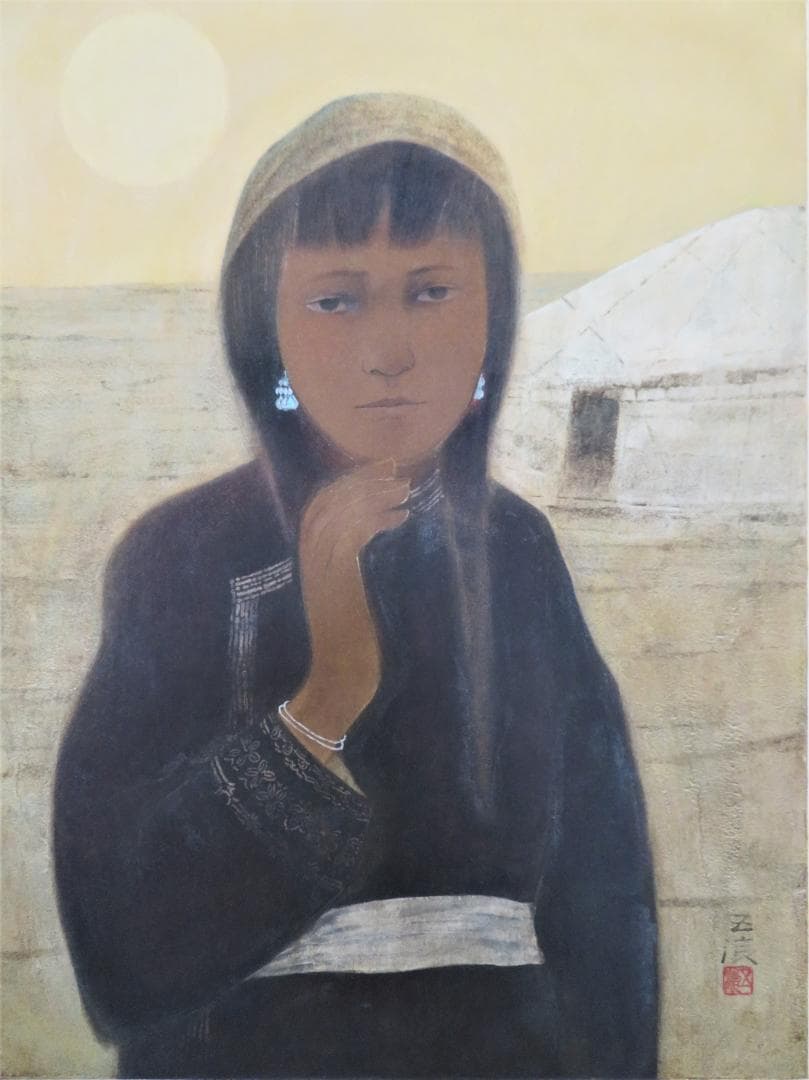 ◆小林五浪　「砂漠の少女」　日本画   P12号　福島県に五浪美術記念館◆