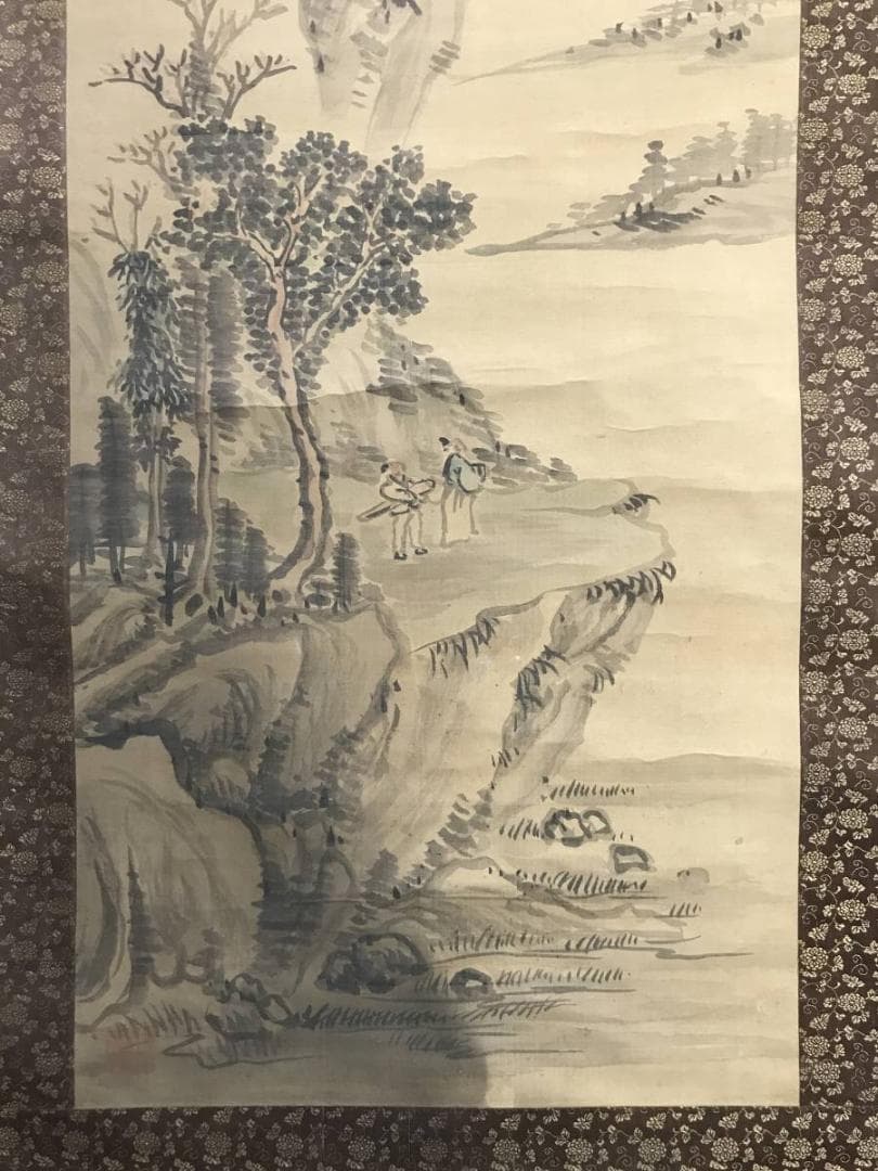 【模写】岡田米山人/山水人物図/山水図/人物図/掛軸/名家伝来/AD-55