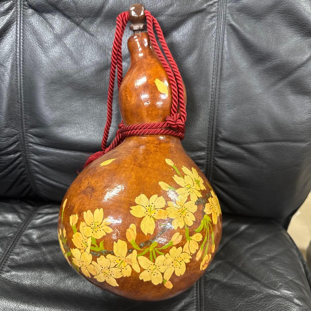 装飾的なひょうたん 紅葉と花模様【ひょうたん 瓢箪】開運 厄除け 装飾品