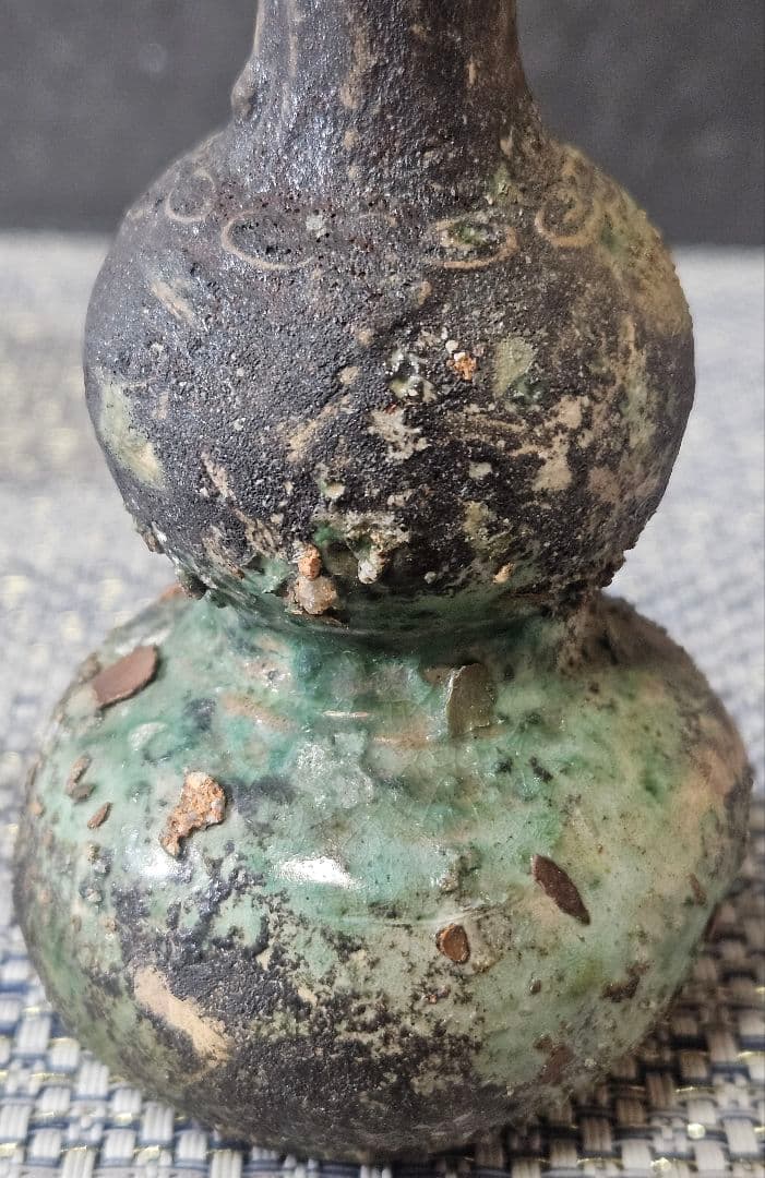 古代中国〜中国南方古陶磁器　中国古美術　漢時代　漢緑釉　瓢形小壺　鼻煙壺　古代壺