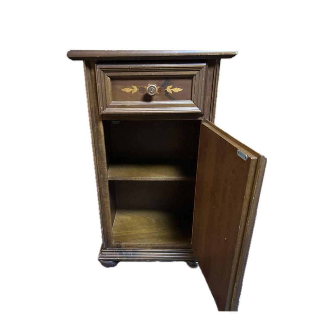 イタリア　象嵌細工　アンティーク　電話台　花台　サイドチェスト　ヴィンテージ家具