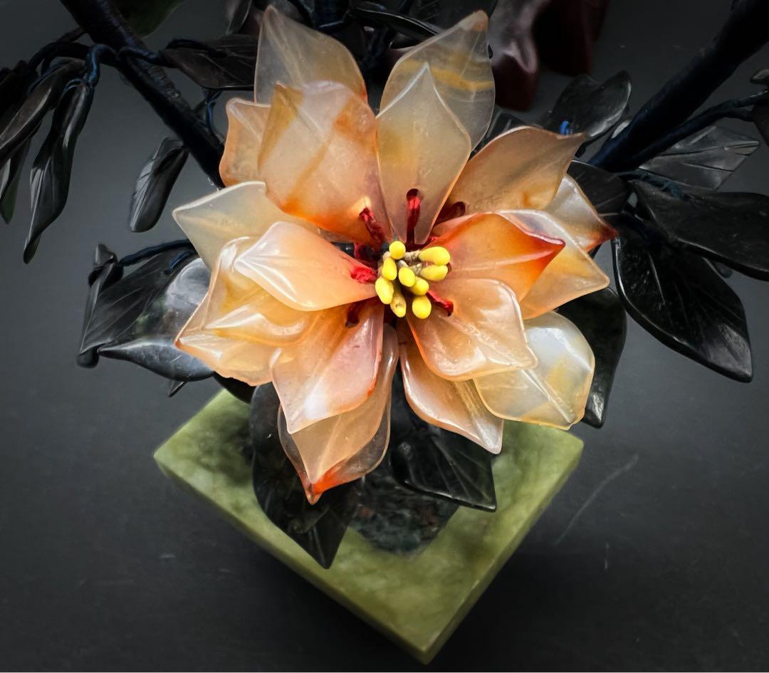 中国美術 古玩 玉石瑪瑙翡翠 彫刻 盆栽置物 開運風水ミニ盆栽