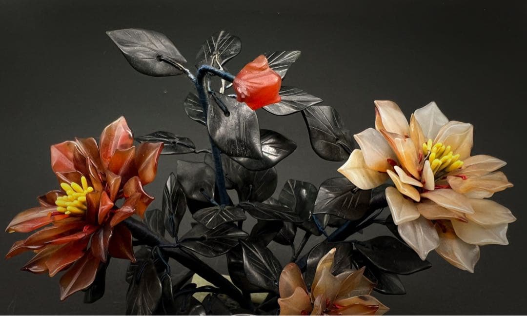 中国美術 古玩 玉石瑪瑙翡翠 彫刻 盆栽置物 開運風水ミニ盆栽