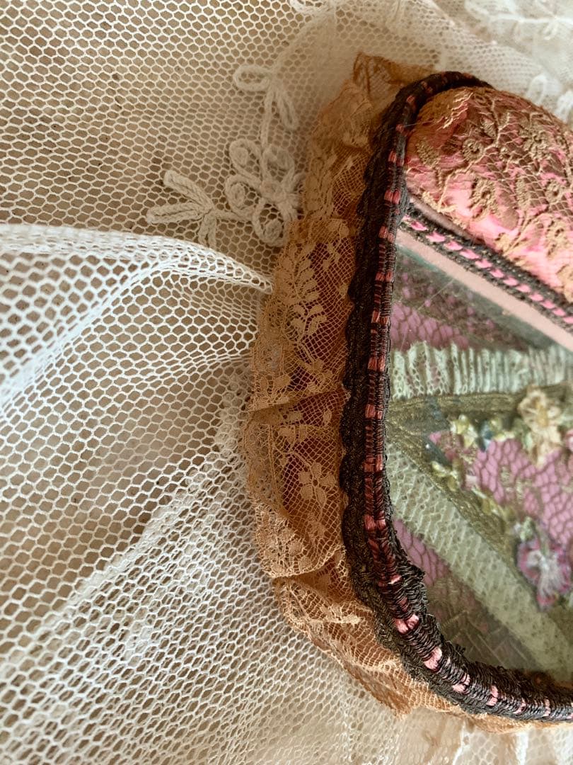 フランスアンティークピンクッション付ロココモチーフガラストレイ※メタルブレード