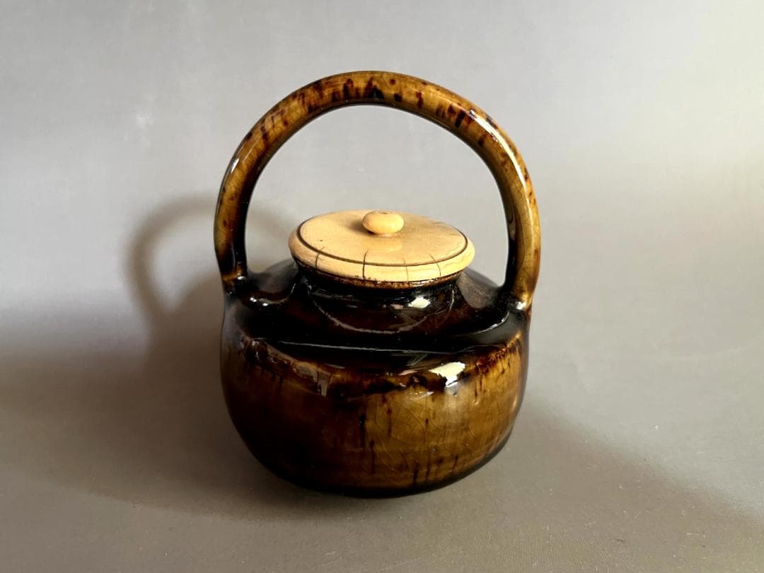 茶入■初代 森本陶谷 兵庫県無形文化財 丹波焼 丹波立杭焼 四滴茶入 時代骨董■