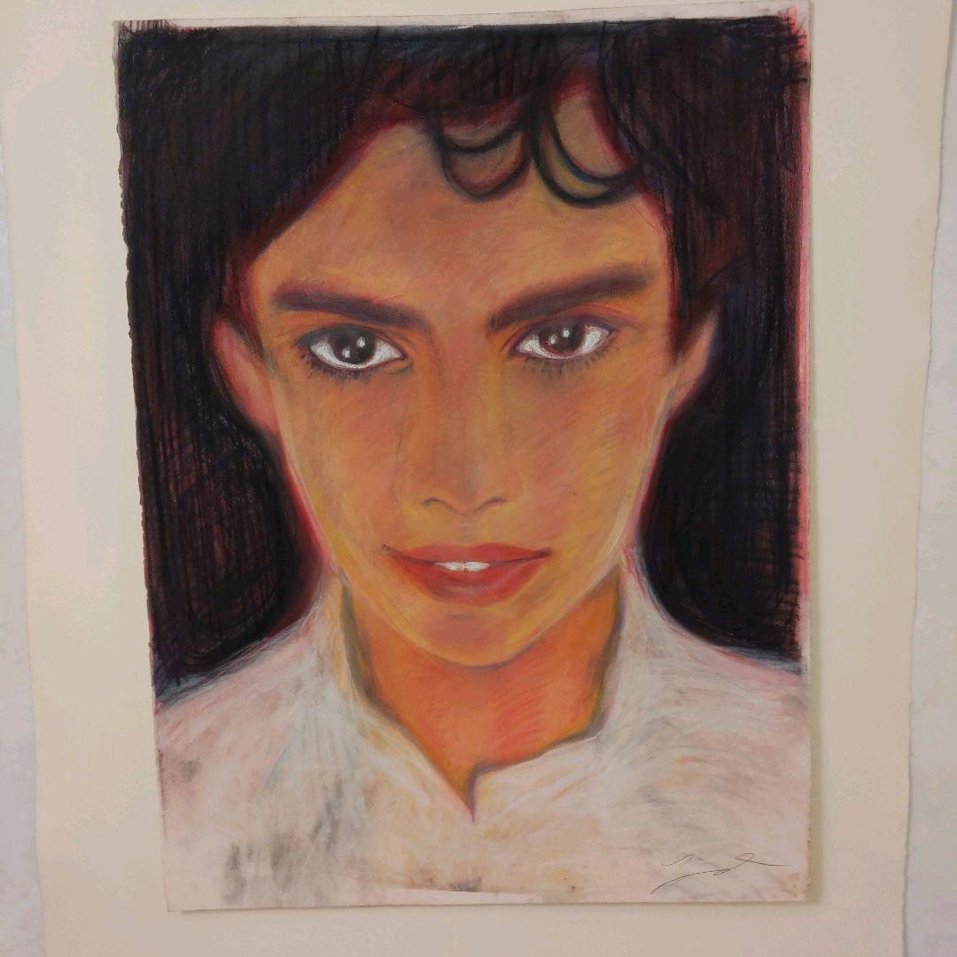 パステルドローイング　無題　少女　額装なしです。