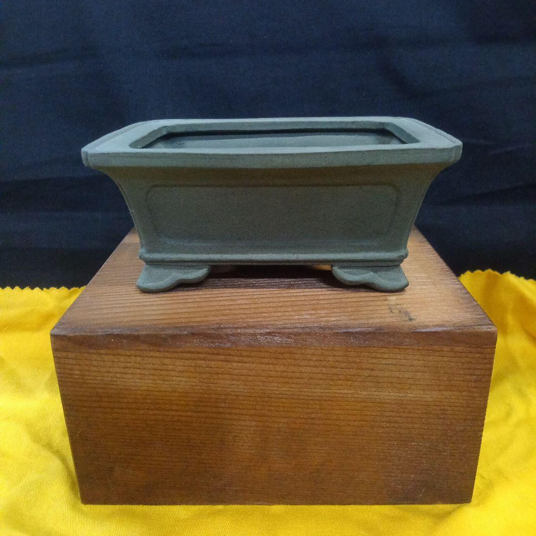 012.【寿悦】外縁額面長方鉢/ミニ盆栽鉢/木箱付き