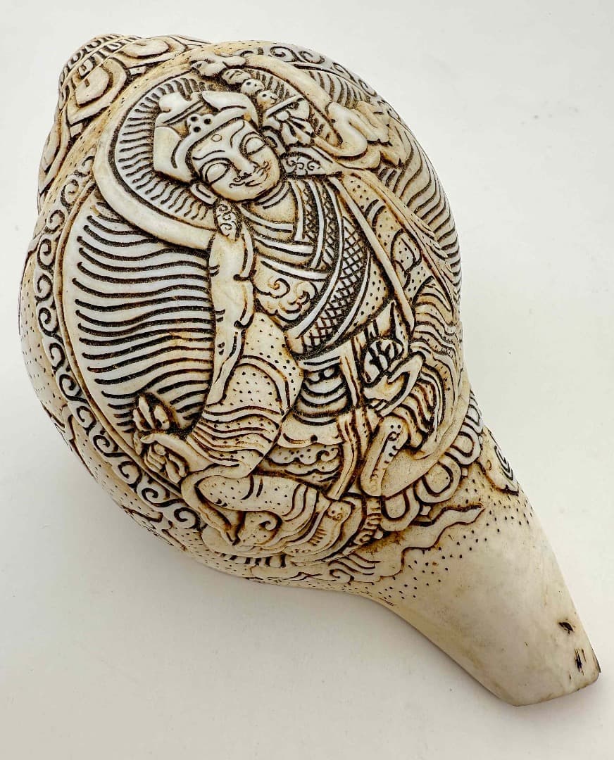 ◆チベット密教法具　法螺貝（シャンカ）パドマサンババ(グル・リンポチェ)-3