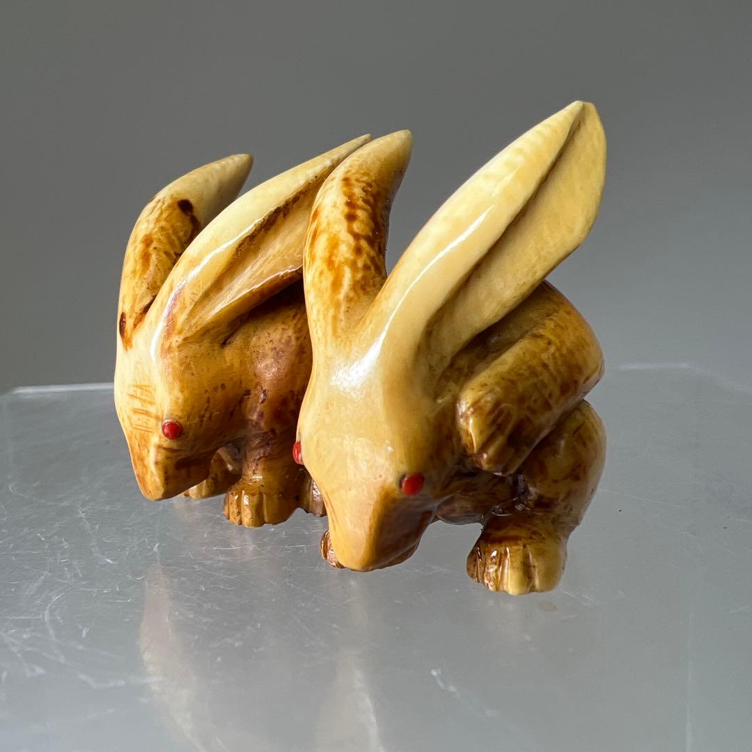 極上寛公銘　ウサギ根付　23g 東Y8-0114☆2F