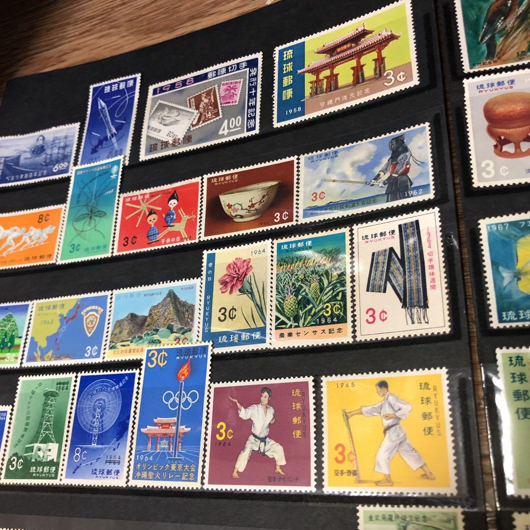 琉球切手138種コレクション！貝、蟹、民芸、文化財、年賀、舞踊切手等　鑑賞シート