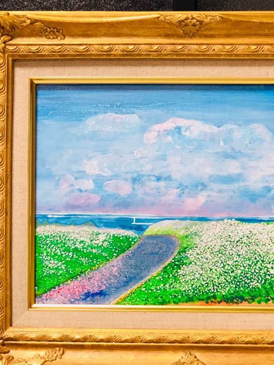 「ときめきの空……春の朝焼けと海」原画 本物 一点物 絵画 yoko