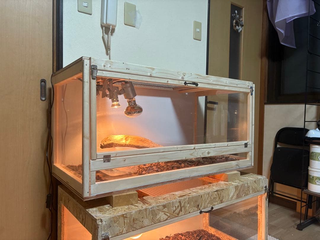 爬虫類ケージ 90×45×45 サイドアクリル　前開きケージ 爬虫類　飼育