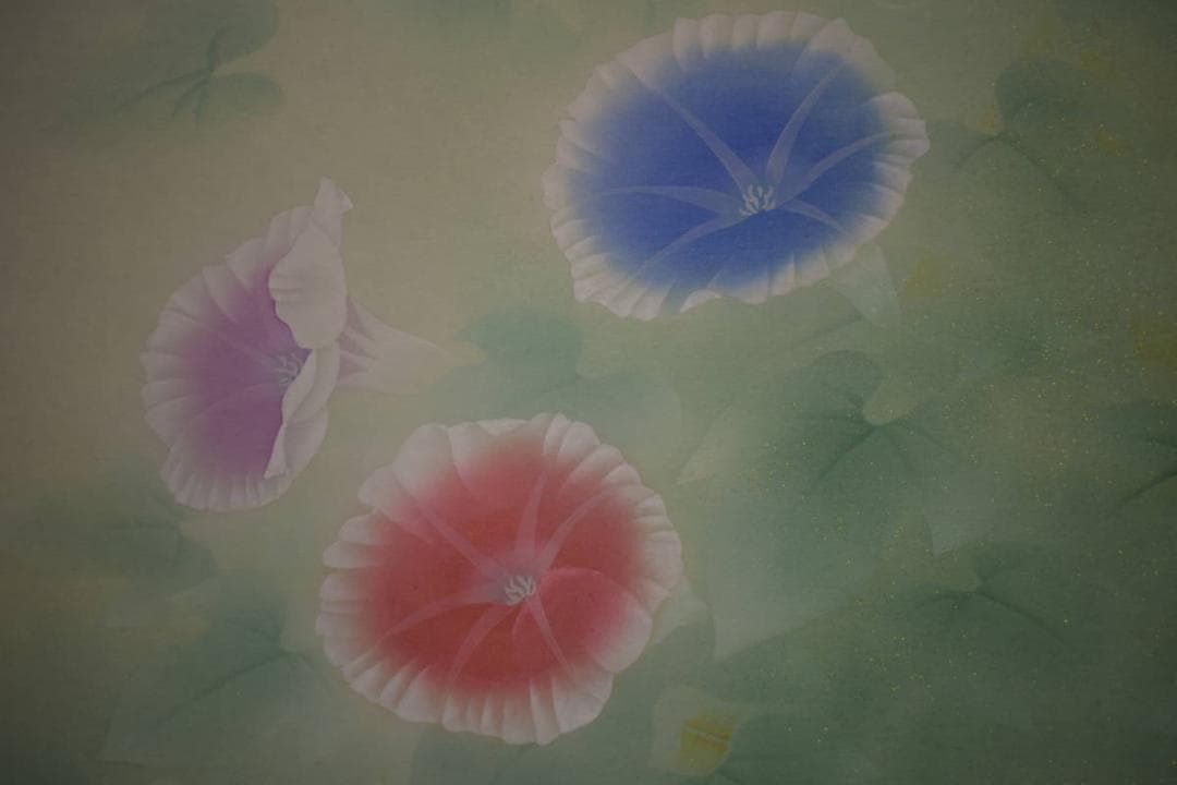 真作/小川北遥/雀/朝顔/桐共太巻箱付/布袋屋掛軸HI-704