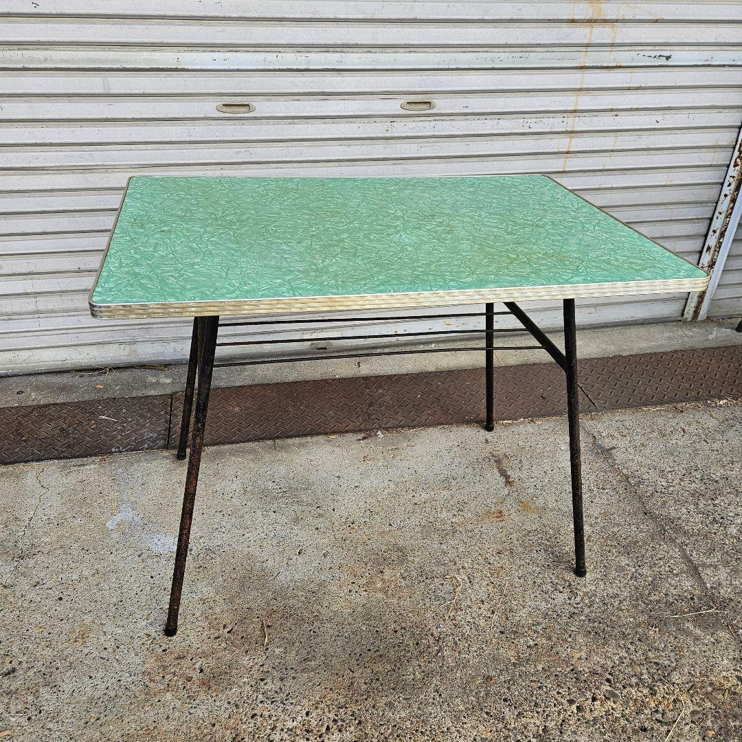 ジャパンヴィンテージ 鉄脚のテーブル 作業台 昭和レトロ 机 ワークテーブル