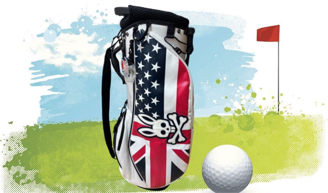 Psycho Bunny キャディバッグ アメリカ・イギリス国旗デザイン