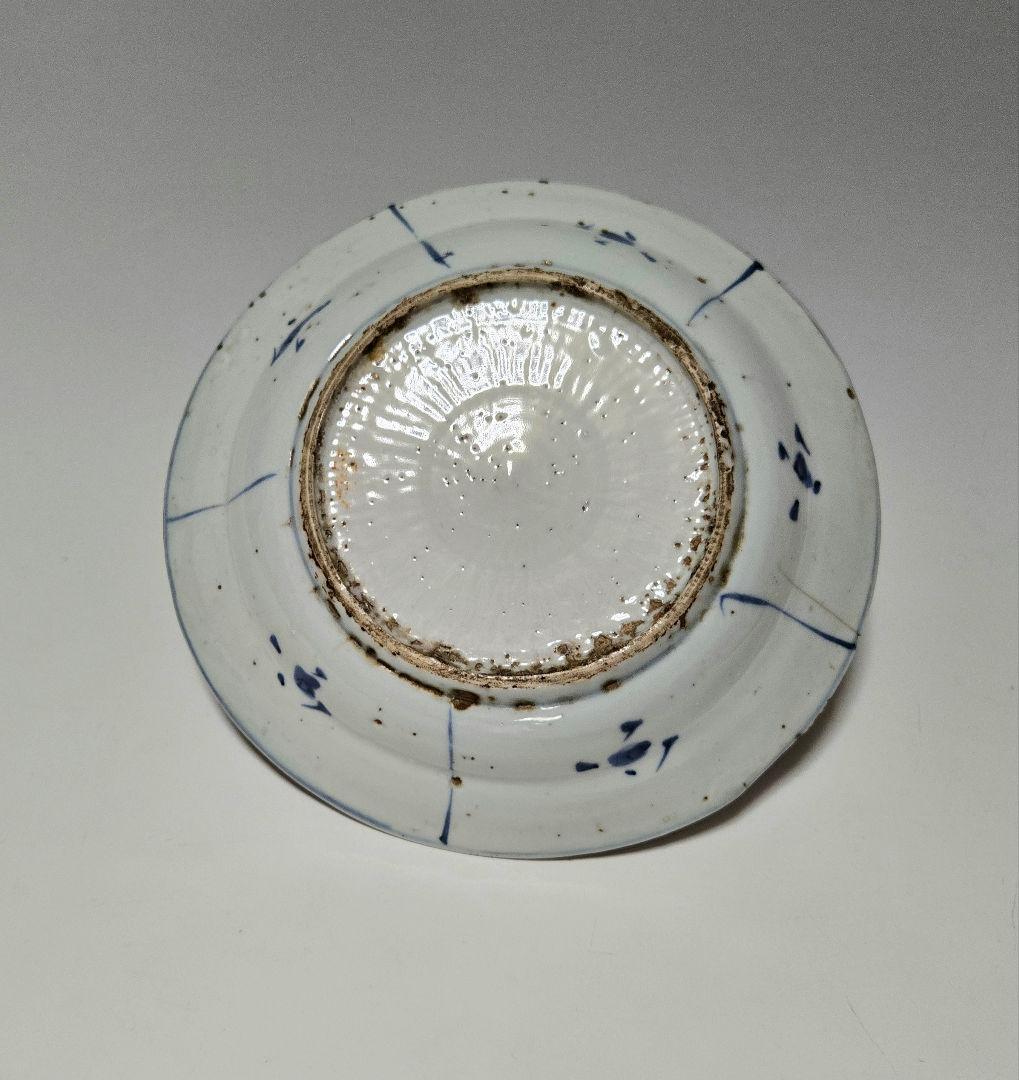 24-1217 古染付 芙蓉手霊獣図 6.3寸皿 明染付