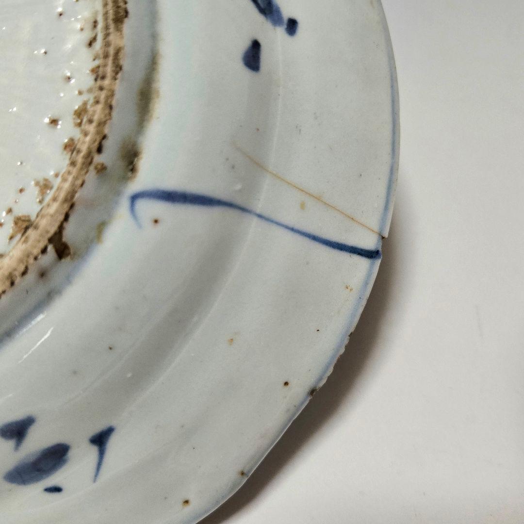 24-1217 古染付 芙蓉手霊獣図 6.3寸皿 明染付