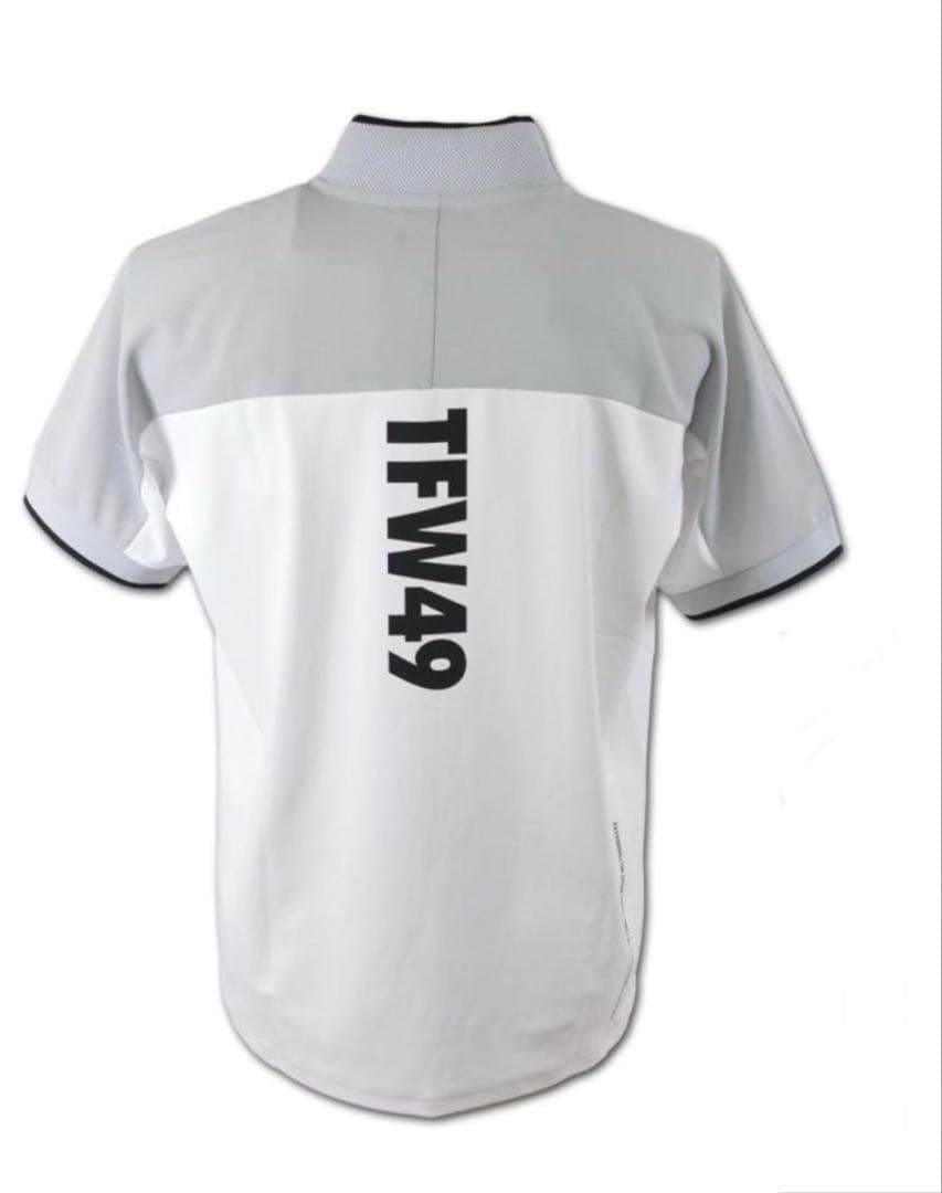 TFW49 ハーフジップ　モックネック　シャツ　ホワイト　グレー　XL