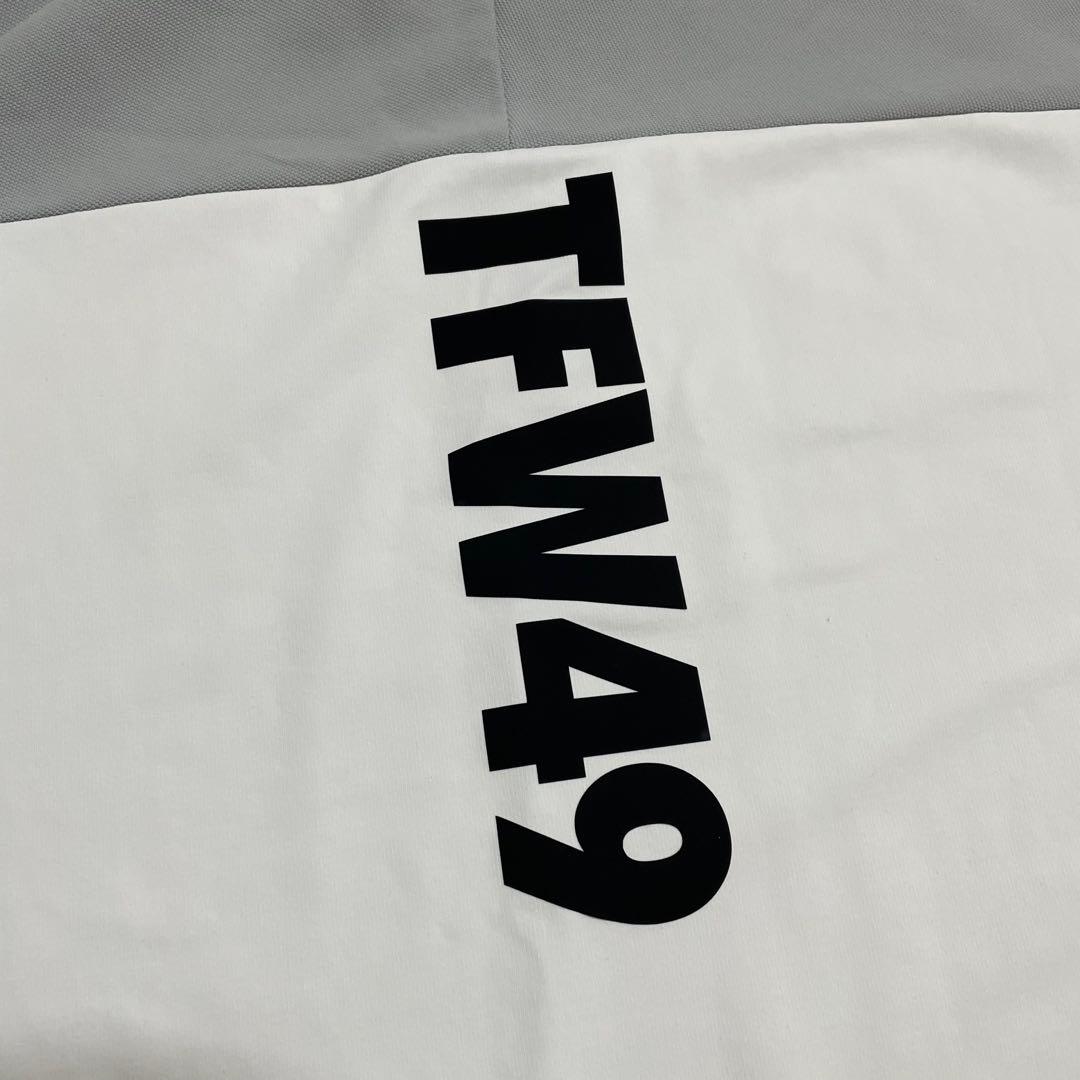 TFW49 ハーフジップ　モックネック　シャツ　ホワイト　グレー　XL