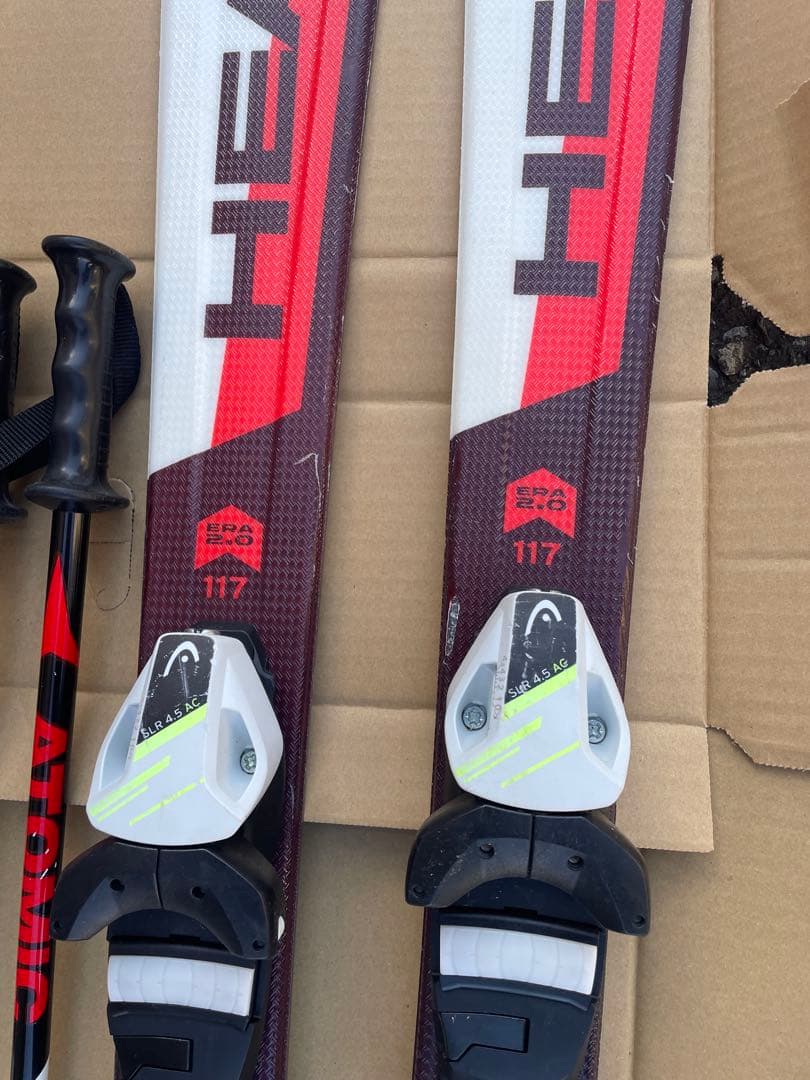 HEAD、ATOMIC ジュニアスキー板+ストック＋ブーツセット