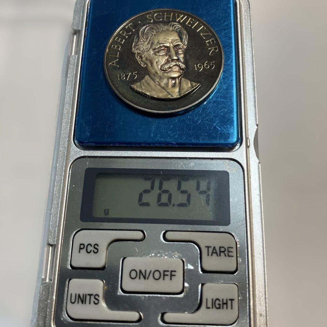 アルベルト　シュバイツァー　記念メダル　銀　1875 1965 イギリス製