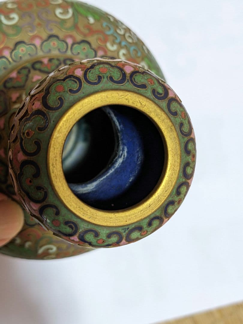 ♦中国 画琺瑯 花図紋瓶 景泰藍工芸品 七宝焼 コレクション 骨董品アンティーク