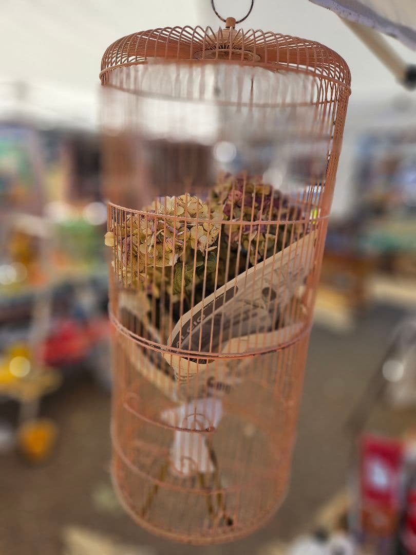 フランスアンティーク風　鳥かご　ピンク　シャビー　ブロカント