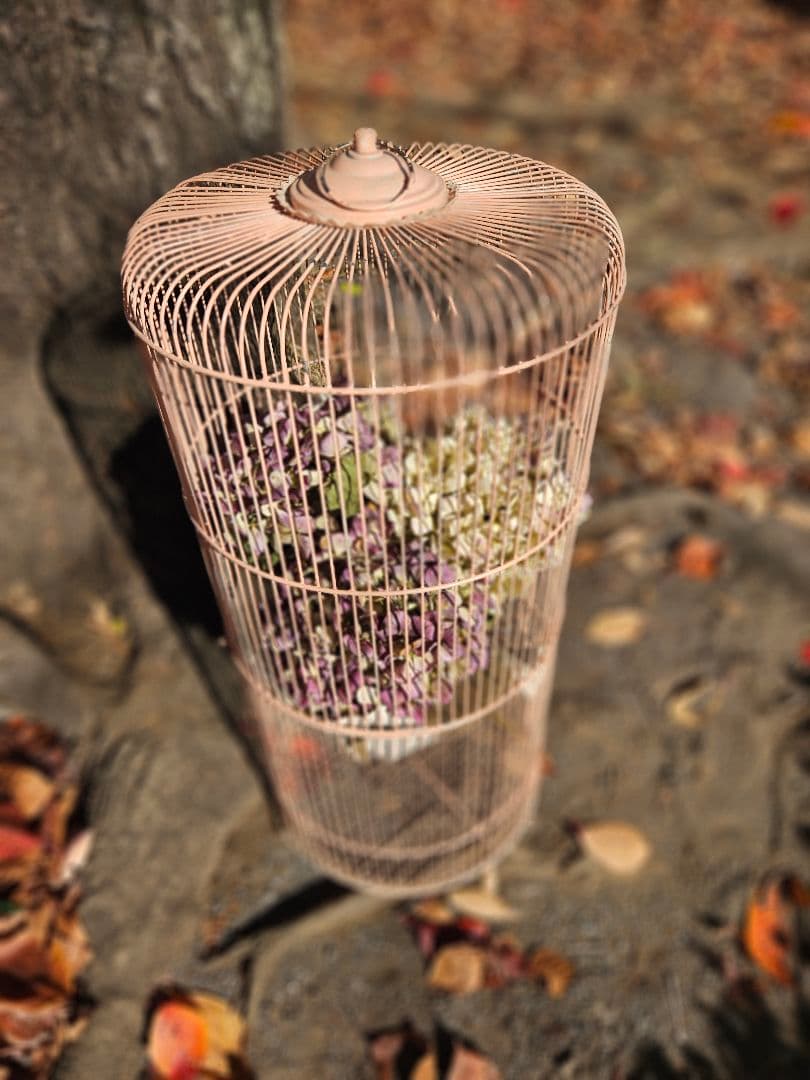 フランスアンティーク風　鳥かご　ピンク　シャビー　ブロカント