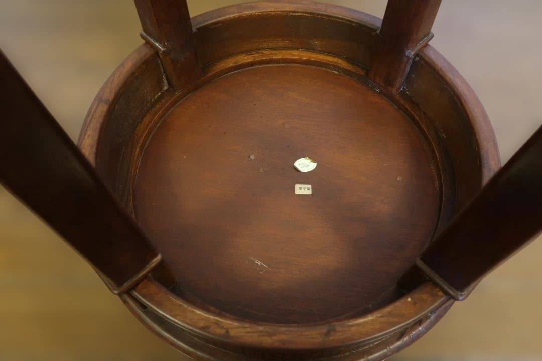 サイドテーブル　ハイテーブル　円型　象嵌　アンティーク風