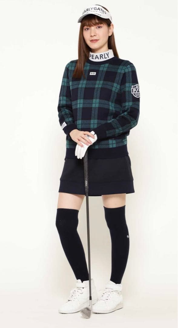 ★パーリーゲイツPEARLYGATESセーターフリーススカート新品未使用ネイビー