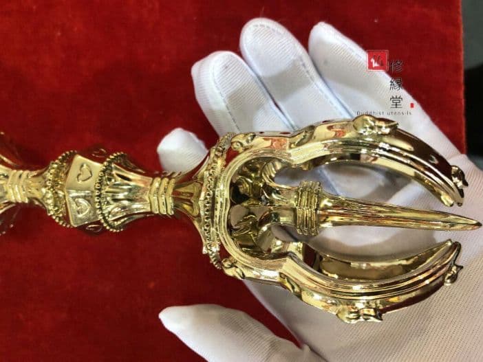 【修縁堂】密宗仏具 弘法大師空海 五鈷杵 金剛杵 法具 法器 真鍮製 22cm