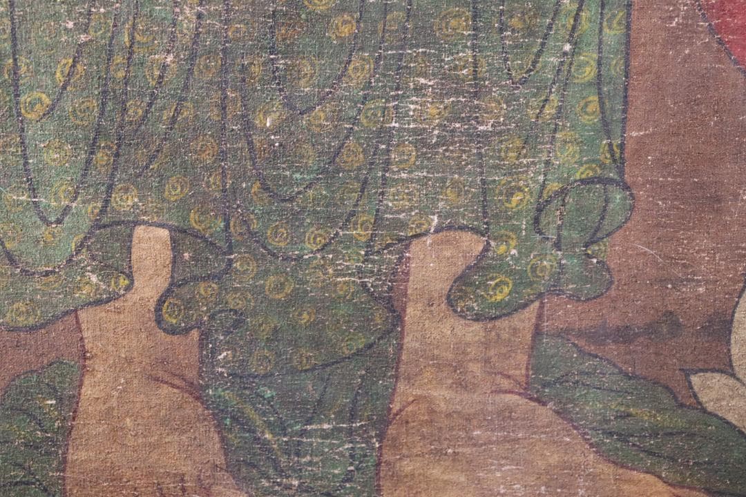 仏教美術 「阿弥陀如来図」 彩色 肉筆 60号 高麗仏画 時代古玩 唐物骨董