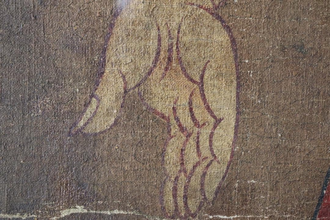 仏教美術 「阿弥陀如来図」 彩色 肉筆 60号 高麗仏画 時代古玩 唐物骨董