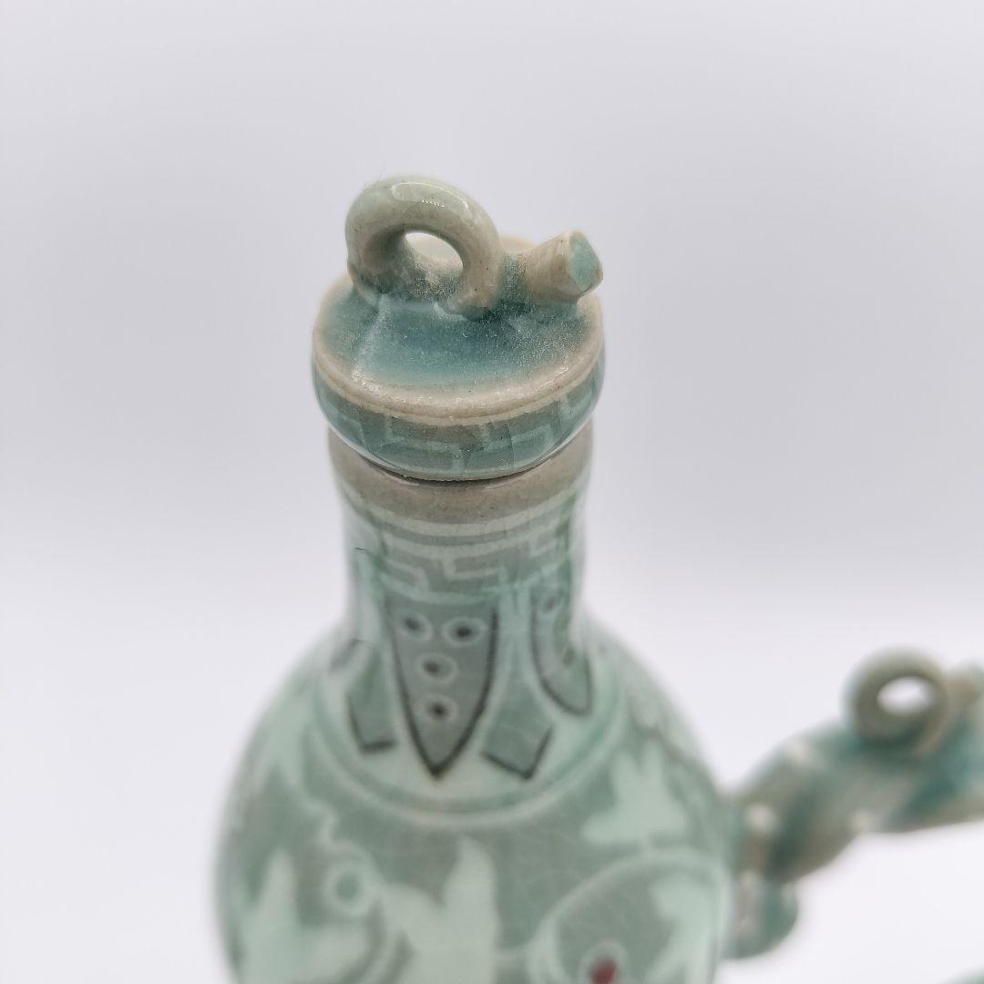 a615 水注　葡萄唐草盛盞瓶　韓国　青磁　古物　煎茶　茶器　茶道　茶道具