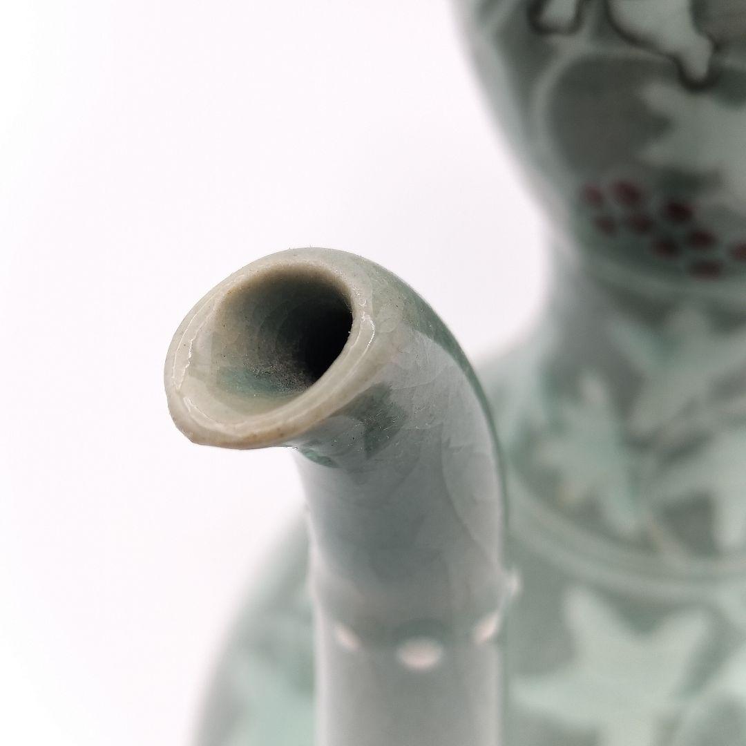 a615 水注　葡萄唐草盛盞瓶　韓国　青磁　古物　煎茶　茶器　茶道　茶道具