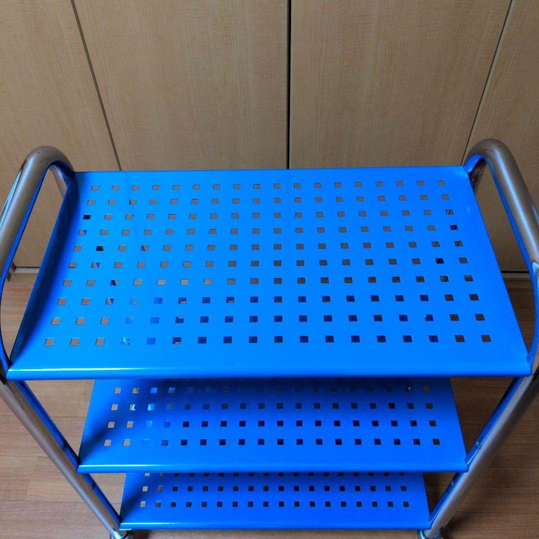【Innovator】マルチワゴン三段シェルフ（ブルー
