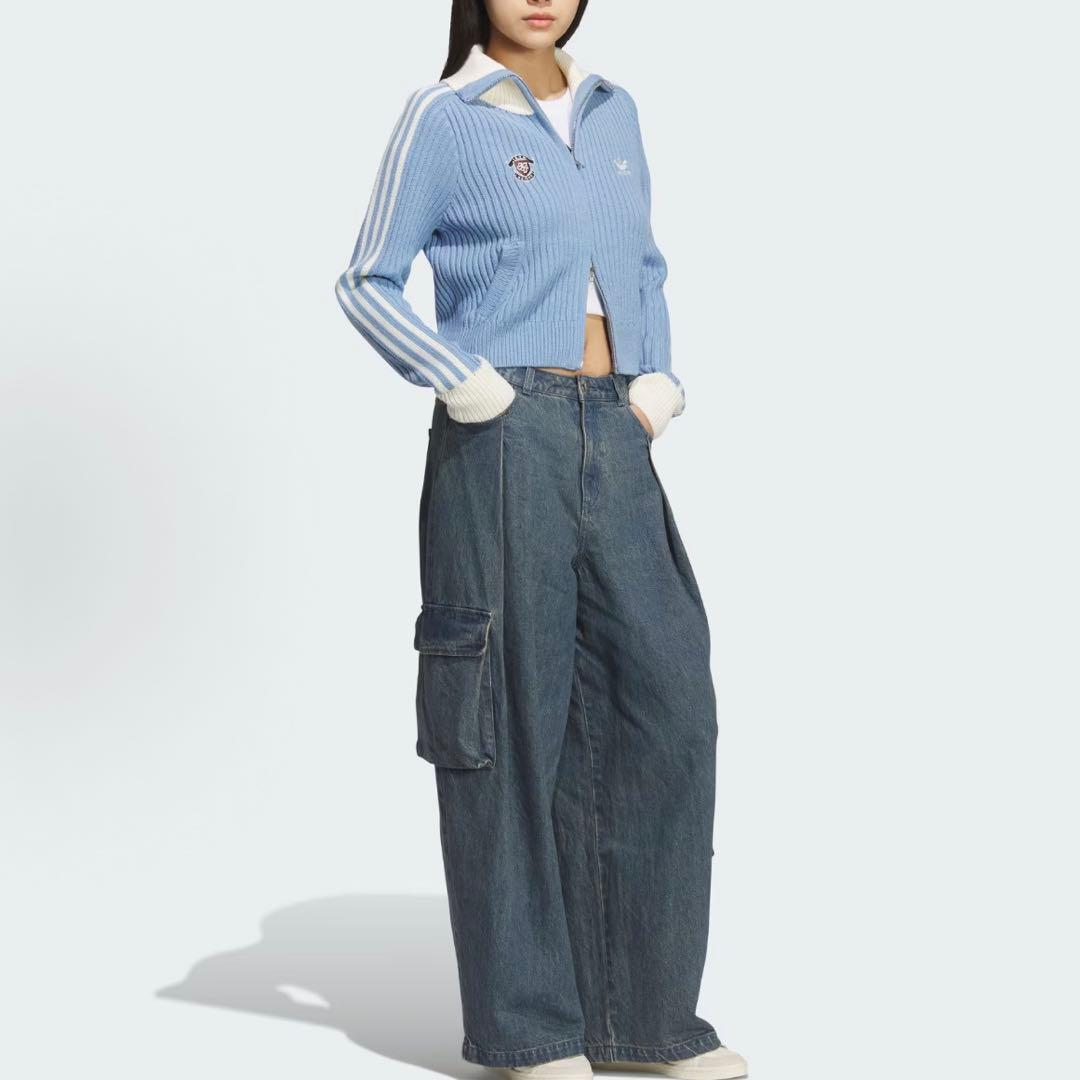 海外限定XS Adidasジップアップ ニットジャケット KF0719