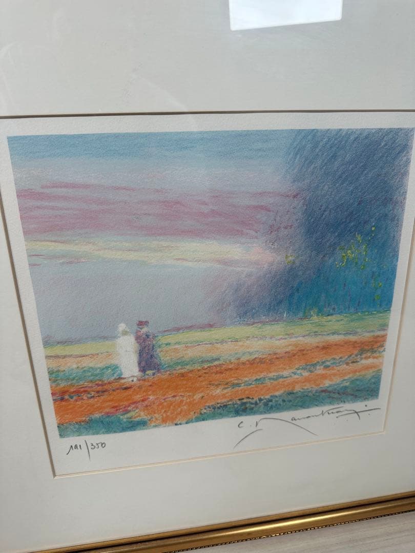 クロード・マヌキアン サントーバンの丘（花畑）リトグラフ 管理No.301